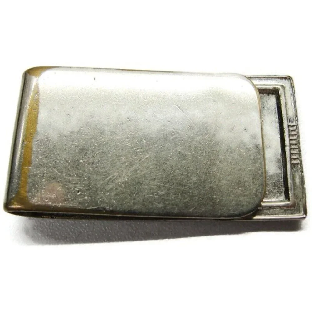 Classic Plain Silver Tone Metal Wear Money Clip Stainless Wallet CC Cash Holder